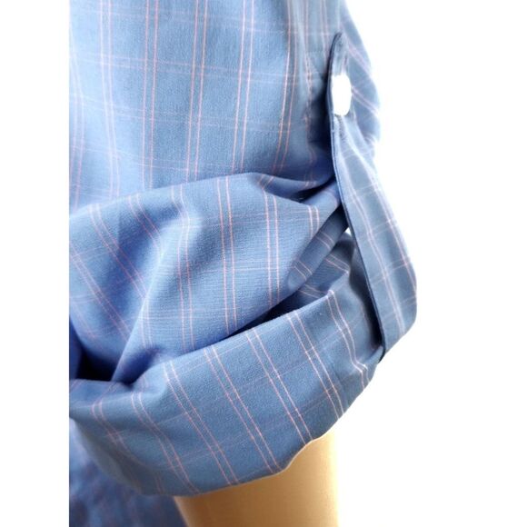 Lands' End | Blue Plaid Rolled Sleeve Button Down - Picture 5 of 7